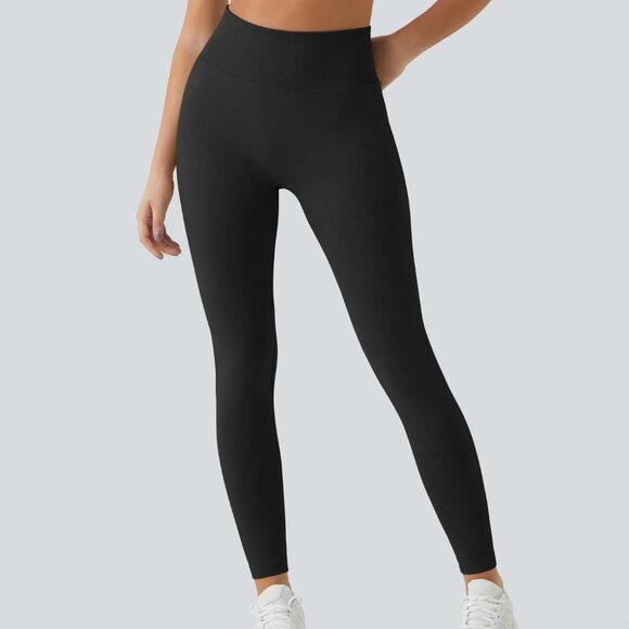 Halara Seamless Flow High Waisted Butt Lifting Leggings in Black Medium 7/8‎ - Picture 1 of 11